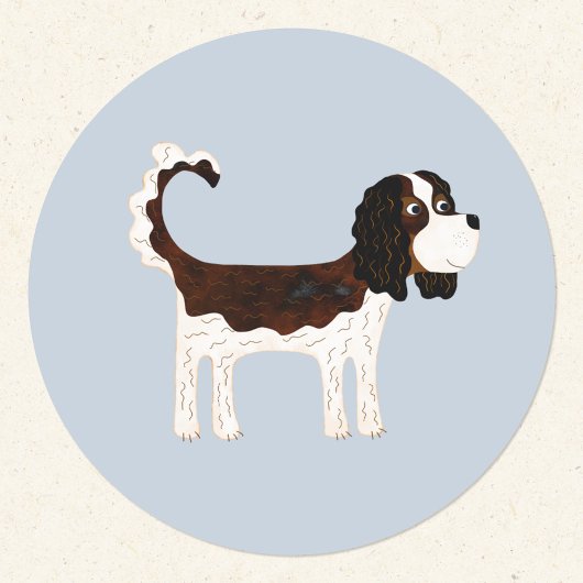 Sticker Rond Cavalier King Charles Spaniel Chien
