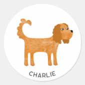 Sticker Rond Cavalier King Charles Spaniel Chien Personnalisé (Devant)