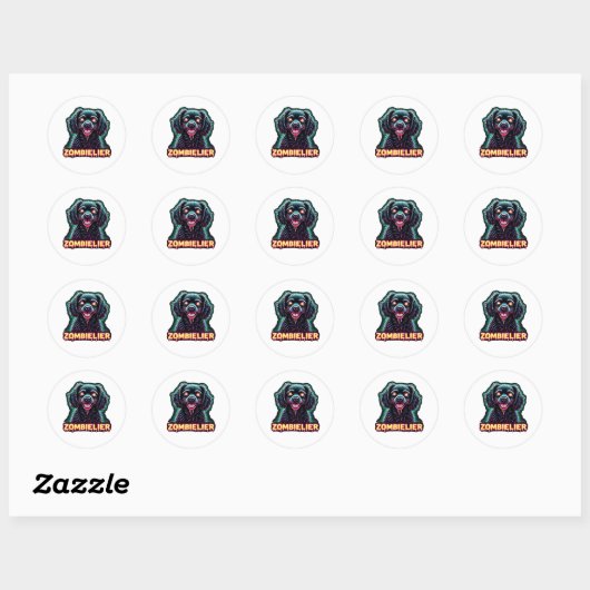 Sticker Rond Cavalier King Charles Spaniel CKCS Zombie Dog Hall (Feuille)