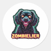 Sticker Rond Cavalier King Charles Spaniel CKCS Zombie Dog Hall (Devant)