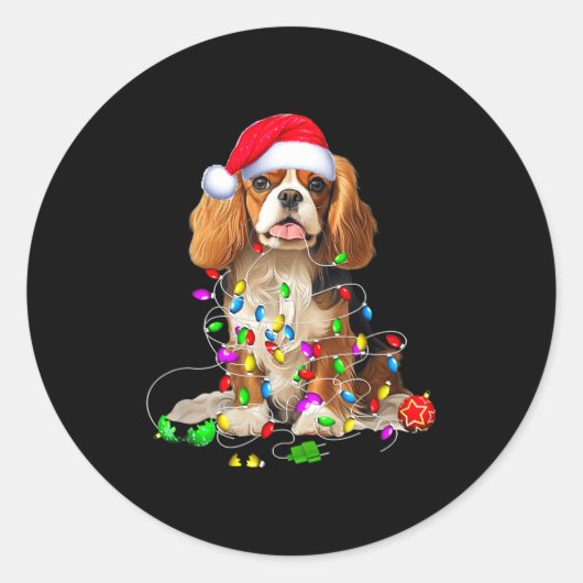 Sticker Rond Cavalier King Charles Spaniel Dog Christmas Orname (Devant)