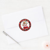 Sticker Rond Cavalier King Charles Spaniel Dog Plaid Frame (Enveloppe)