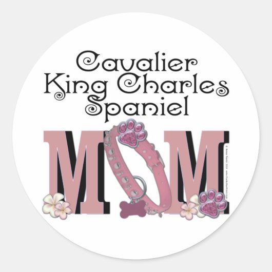 Sticker Rond Cavalier King Charles Spaniel MOM (Devant)