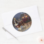 Sticker Rond Cavalier King Charles Spaniel Noël Fêtard (Enveloppe)