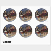 Sticker Rond Cavalier King Charles Spaniel Noël Fêtard (Feuille)