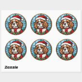 Sticker Rond Cavalier King Charles Spaniel Verre Noël (Feuille)