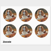 Sticker Rond Cavalier King en automne Feuilles automne Inspirat (Feuille)