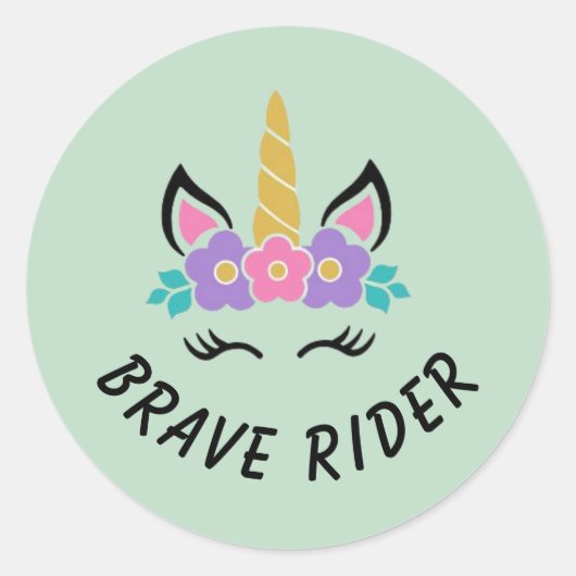 Sticker Rond Cavalier Licorne Sage Vert (Devant)