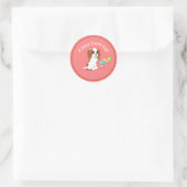 Sticker Rond Cavalier Roi Charles Espagnol Rose Joyeux Annivers (Sac)
