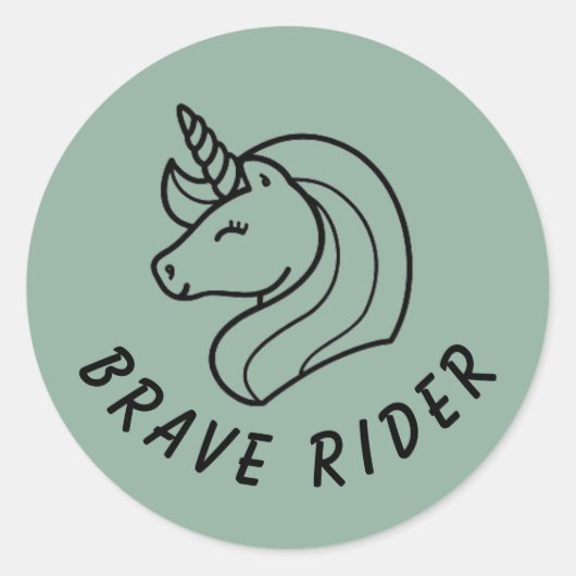 Sticker Rond Cavalier vert courageux (Devant)