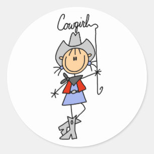 Sticker Rond Cavalière en bâtonnets avec Lasso