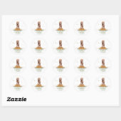 Sticker Rond Cavapoo marron avec couronne florale Baby Shower (Feuille)