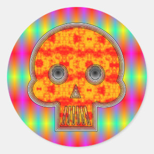 Sticker Rond Caveira Robô Colorida