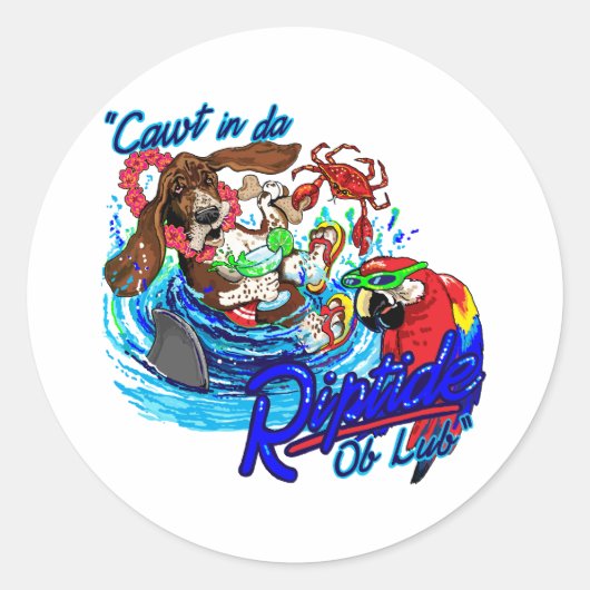 Sticker Rond Cawt in da Riptide (Devant)