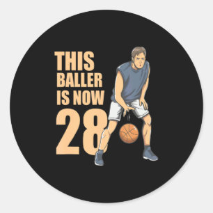 Sticker Rond Ce baller est 28 mignon 28ème basket-ball pour gar