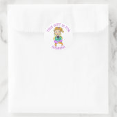 Sticker Rond Ce cadeau est pour, Elfe fille avec cadeau (Sac)