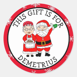 Sticker Rond Ce cadeau est pour, M. et Mme Claus
