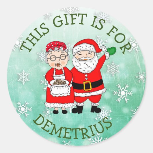 Sticker Rond Ce cadeau est pour, M. et Mme Claus (Devant)