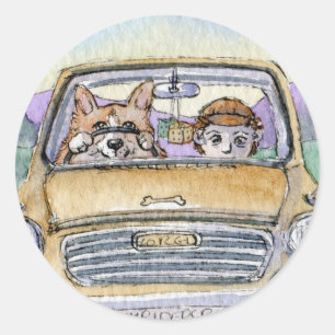 Sticker Rond Ce chien de Corgi a pris son canon...
