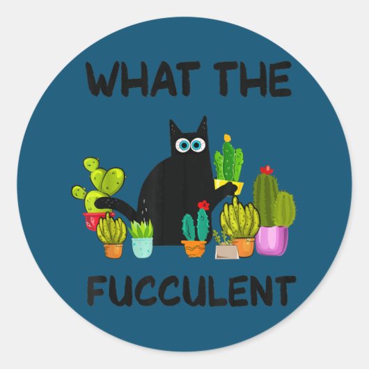 Sticker Rond Ce Fucculte Plante Femme Drôle Cactus Chat (Devant)