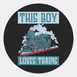 Sticker Rond Ce Garçon Aime Les Trains Wagon Train