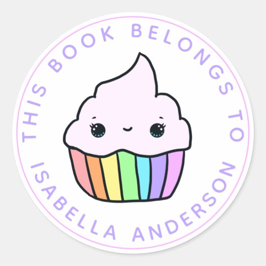 Sticker Rond Ce Livre Appartient À Cupcake Bookplate (Devant)
