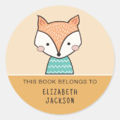 Sticker Rond Ce livre appartient à Cute fox kids (Devant)