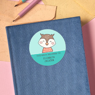 Sticker Rond Ce livre appartient à Cute owl kids