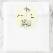 Sticker Rond Ce Livre Appartient À Floral (Sac)