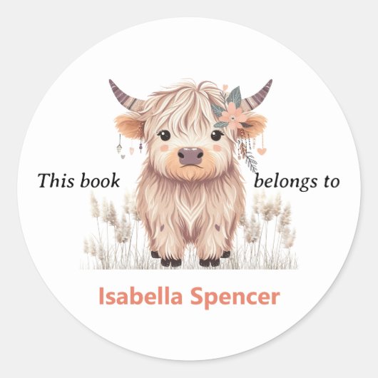 Sticker Rond Ce Livre Appartient À La Vache Moderne Des Hautes (Devant)