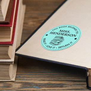 Sticker Rond Ce livre appartient à Personnalisé Bleu clair