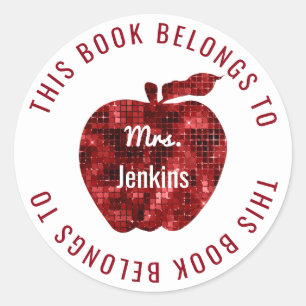 Sticker Rond Ce Livre Appartient À Teacher Personnalisé Apple