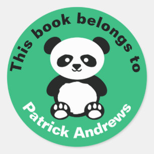 Sticker Rond Ce Livre Appartient Aux Garçons Panda Bear Kawaii 
