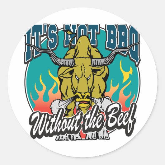 Sticker Rond Ce n'est pas un barbecue sans boeuf (Devant)