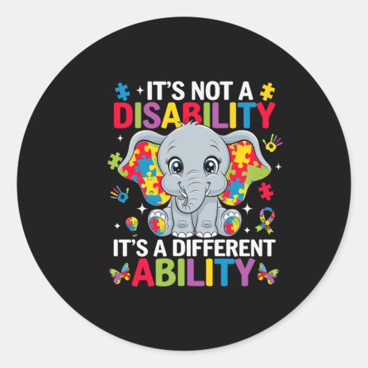 Sticker Rond Ce n'est pas un handicap C'est une capacité différ (Devant)