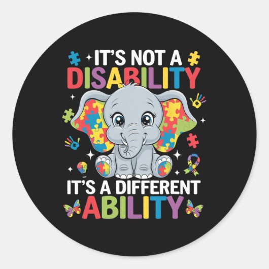 Sticker Rond Ce n'est pas un handicap C'est une capacité différ (Devant)
