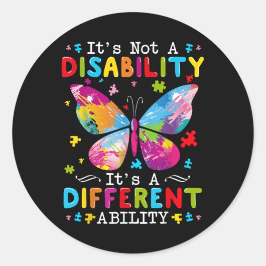 Sticker Rond Ce N'Est Pas Un Handicap C'Est Une Capacité Différ (Devant)