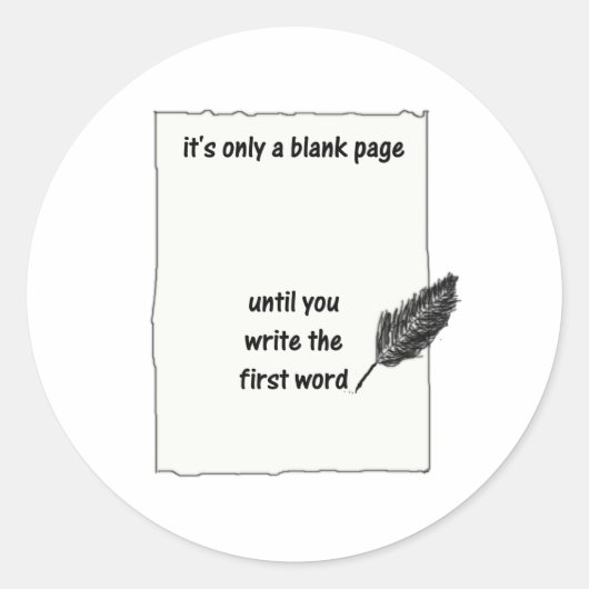 Sticker Rond Ce n'est qu'une page vierge... (Devant)