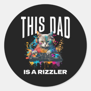 Sticker Rond Ce papa a Rizz Cool Dj Cat Rizzler papa fête des p