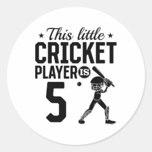 Sticker Rond Ce petit joueur de cricket a 5 ans - 5e anniversai
