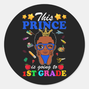 Sticker Rond Ce prince va en 1re année, retour à l'école A