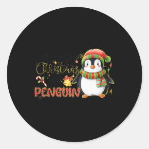 Sticker Rond Ce que je veux pour Noël est un pingouin joyeux No
