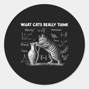 Sticker Rond Ce que les chats pensent vraiment Drôle de physiqu
