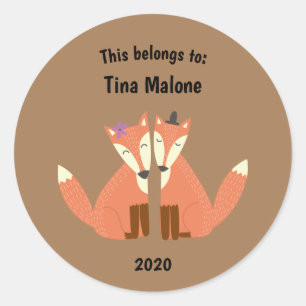 Sticker Rond Ce qui revient au retour à l'école Flirting Foxes