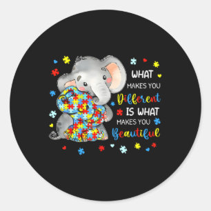 Sticker Rond Ce qui vous rend différents beaux éléphants Autism