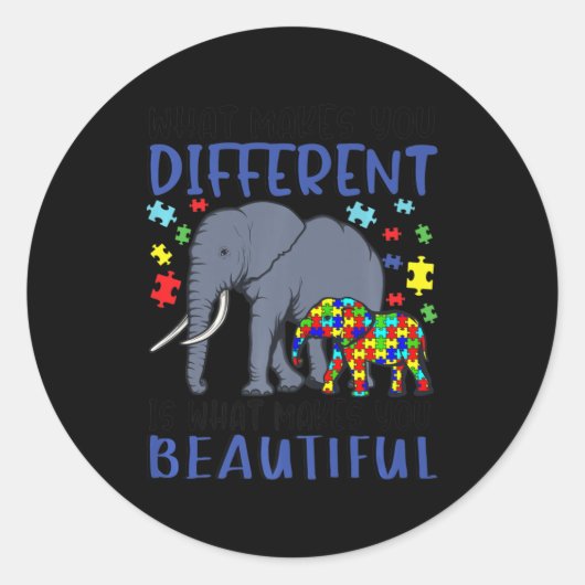 Sticker Rond Ce qui vous rend différents éléphant maman Autisme (Devant)