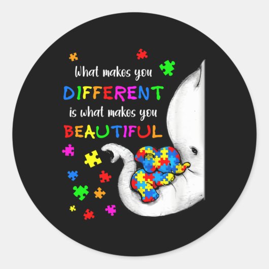Sticker Rond Ce qui vous rend différents éléphant maman Autisme (Devant)