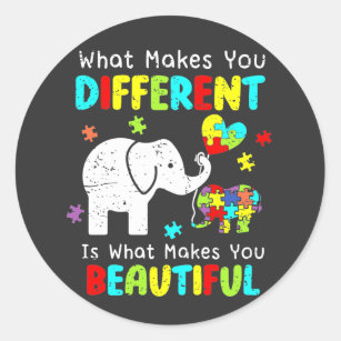 Sticker Rond Ce qui vous rend différents Elephant Maman Autisme