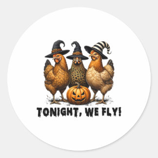 Sticker Rond Ce Soir, Nous Volons Halloween Poulet Chute Animau
