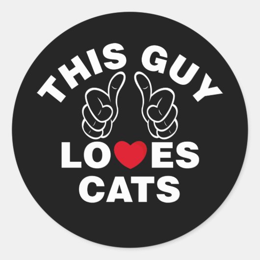 STICKER ROND CE TYPE AIME LES CHATS (Devant)